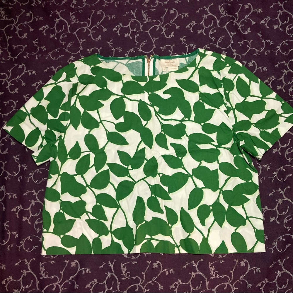 Kate Spade Green Leaf Print Women's Top
